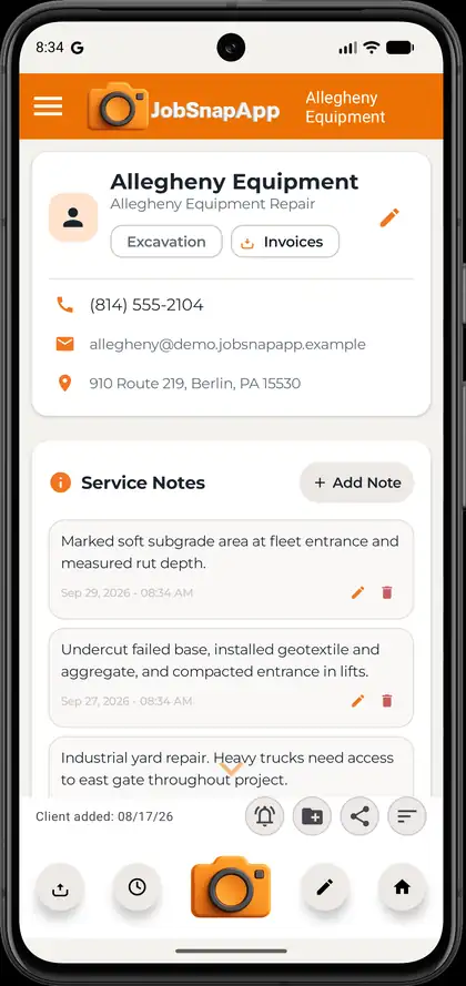 JobSnapApp client record