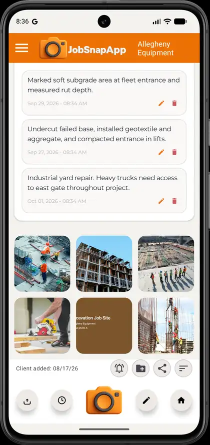 JobSnapApp client photo gallery